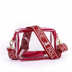 NEW DESDEN women's bridget clear purse with reversible patterned shoulder straps